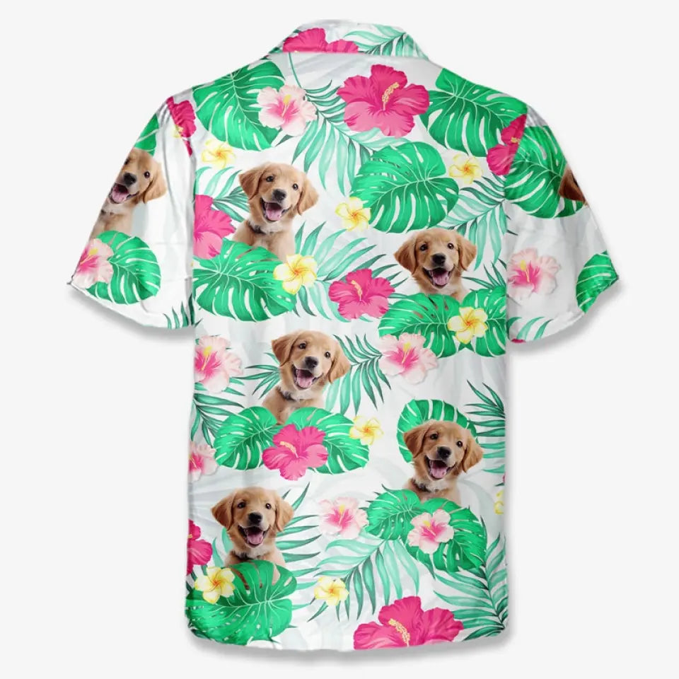 T-shirt hawaïen unisexe personnalisé avec photo « C'est l'été » pour chien et chat, motif tropical, idéal pour les vacances d'été et les amoureux des animaux.
