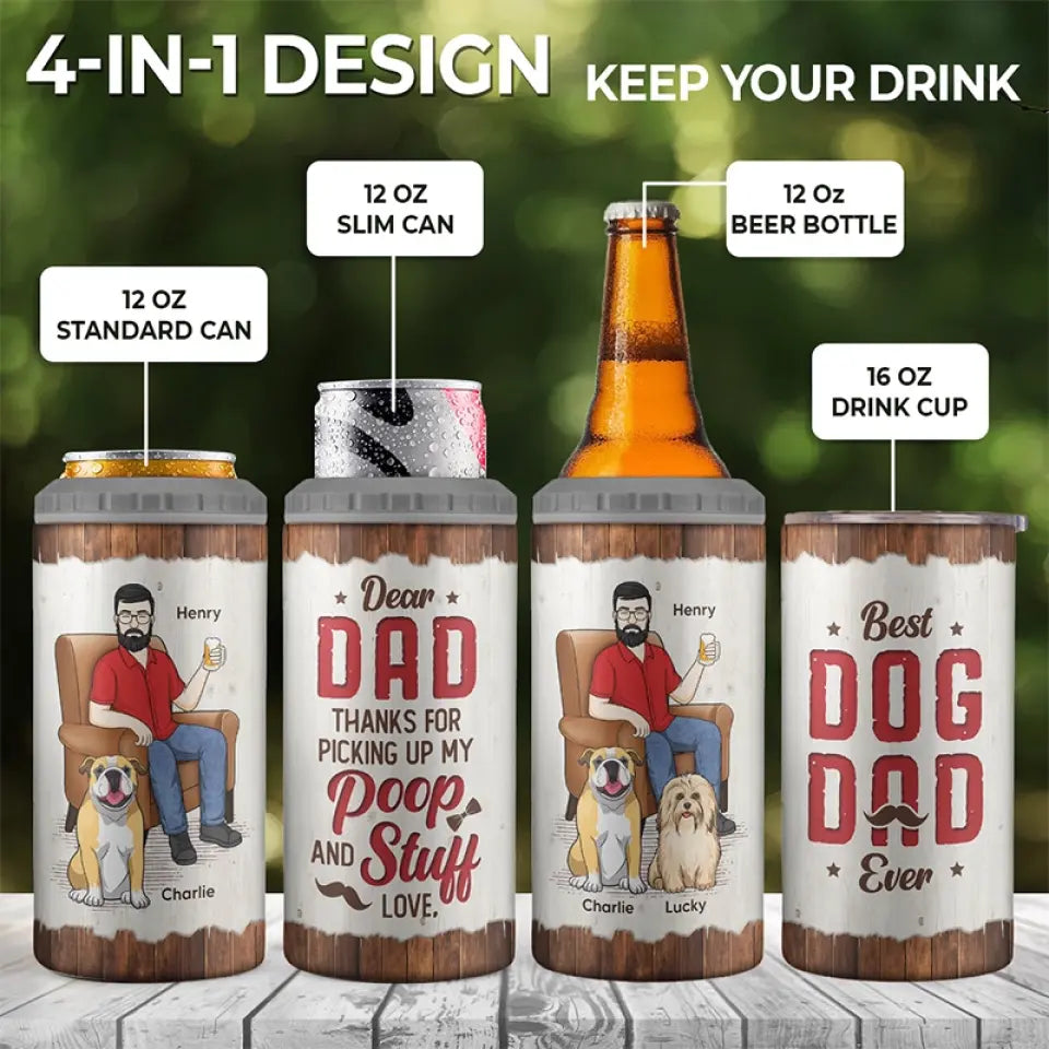 Tu es plus cool que quiconque - Gobelet isotherme 4 en 1 personnalisé pour chien - Fête des pères, cadeau pour les propriétaires d'animaux et les amoureux des animaux