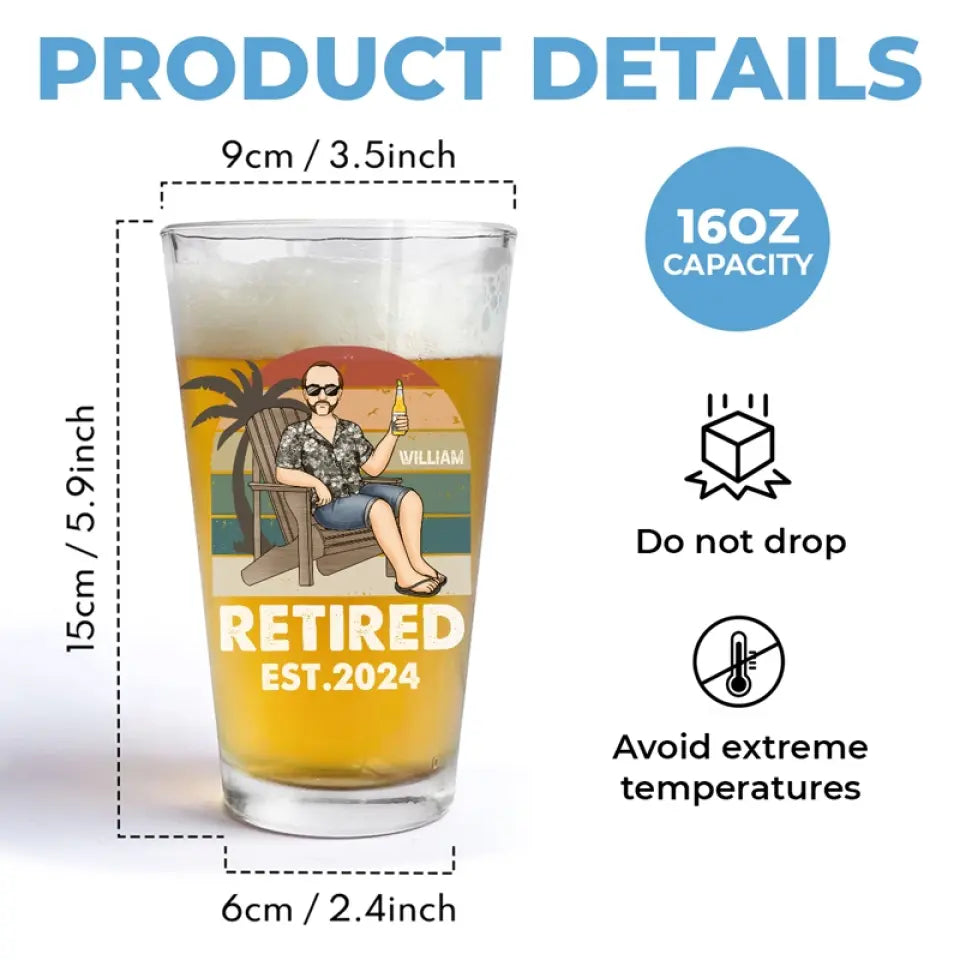 La bonne humeur est sponsorisée par la retraite et la bière - Verre à bière personnalisé - Cadeau de remerciement et de retraite pour collègues, amis de travail, collègues