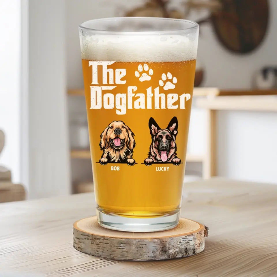 Le père de chien dont nous sommes fiers boit de la bière ! Verre à bière personnalisé pour chien ! Fête des pères, cadeau pour les propriétaires d'animaux et les amoureux des animaux.