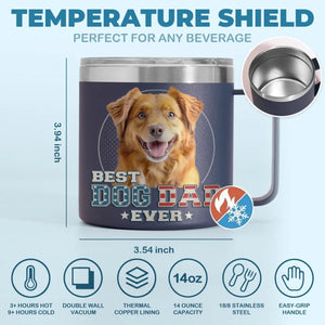 Soyez la personne que vos animaux pensent que vous êtes - Gobelet personnalisé en acier inoxydable de 14 oz avec poignée pour chien et chat - Fête des pères, cadeau pour les propriétaires d'animaux et les amoureux des animaux