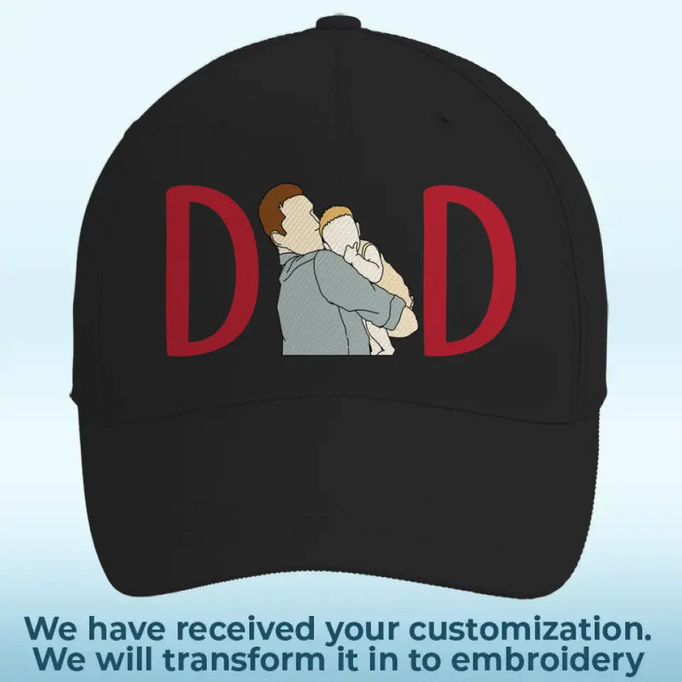 Casquette brodée personnalisée avec photo « Tu es mon papa incroyable » - Cadeau pour la fête des pères