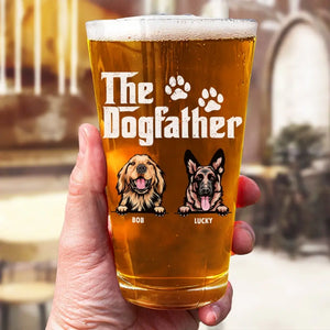 Le père de chien dont nous sommes fiers boit de la bière ! Verre à bière personnalisé pour chien ! Fête des pères, cadeau pour les propriétaires d'animaux et les amoureux des animaux.