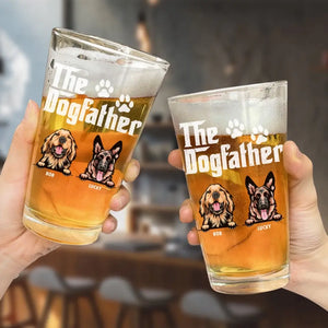 Le père de chien dont nous sommes fiers boit de la bière ! Verre à bière personnalisé pour chien ! Fête des pères, cadeau pour les propriétaires d'animaux et les amoureux des animaux.