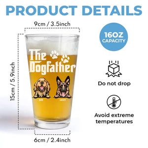 Le père de chien dont nous sommes fiers boit de la bière ! Verre à bière personnalisé pour chien ! Fête des pères, cadeau pour les propriétaires d'animaux et les amoureux des animaux.