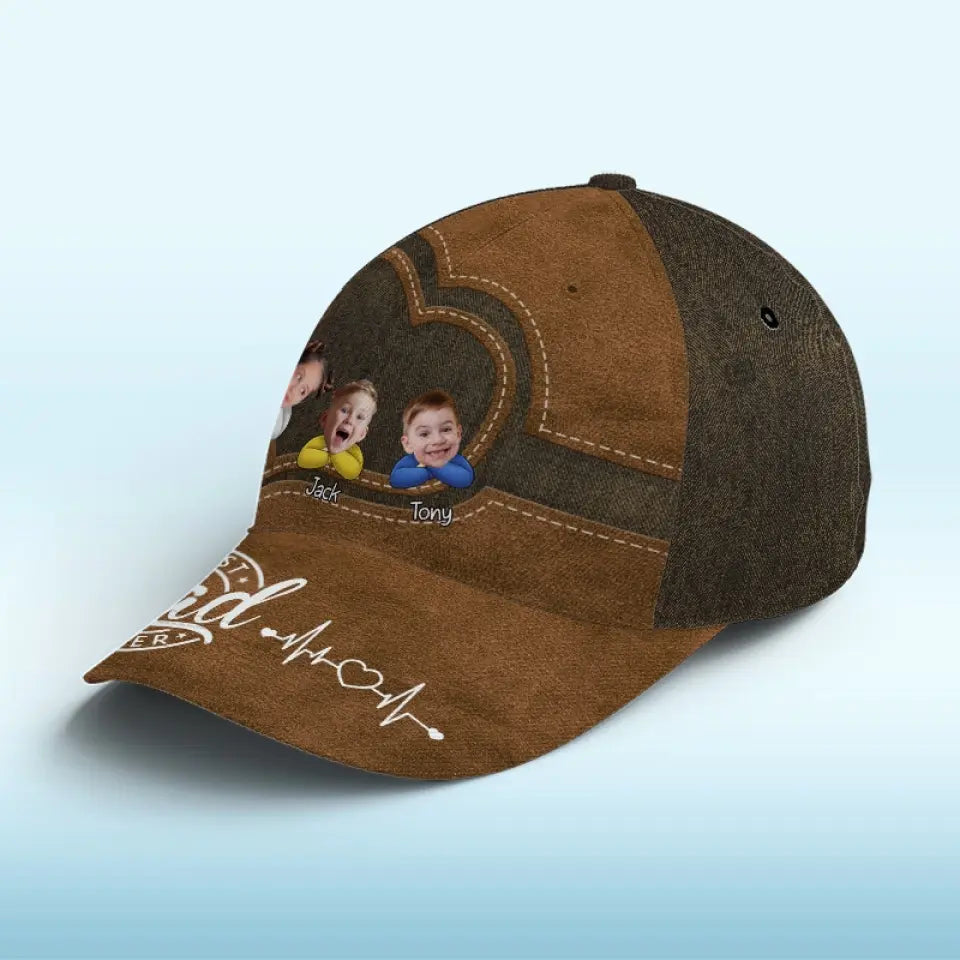 Casquette personnalisée avec photo « Meilleur papa de tous les temps » - Casquette classique à imprimé intégral - Fête des pères, cadeau pour papa et grand-père