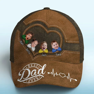Casquette personnalisée avec photo « Meilleur papa de tous les temps » - Casquette classique à imprimé intégral - Fête des pères, cadeau pour papa et grand-père