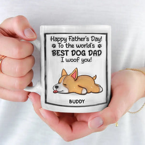 Au meilleur papa chien du monde, je t'aime ! Mug personnalisé avec effet gonflable en 3D, imprimé chien ! Cadeau pour la fête des pères, pour les propriétaires d'animaux et les amoureux des animaux.