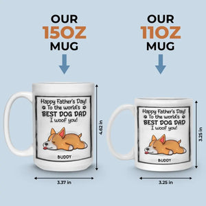 Au meilleur papa chien du monde, je t'aime ! Mug personnalisé avec effet gonflable en 3D, imprimé chien ! Cadeau pour la fête des pères, pour les propriétaires d'animaux et les amoureux des animaux.