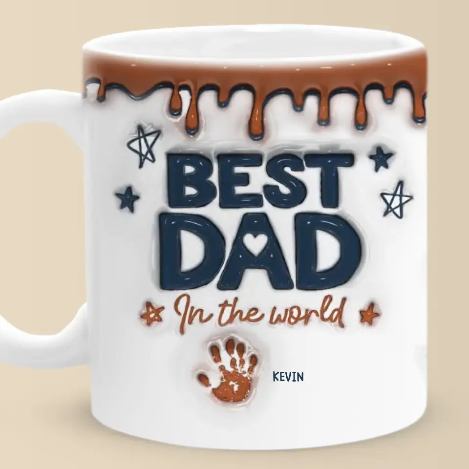 Meilleur grand-père du monde - Mug personnalisé avec effet gonflé en 3D - Cadeau pour la fête des pères, papa et grand-père