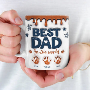 Meilleur grand-père du monde - Mug personnalisé avec effet gonflé en 3D - Cadeau pour la fête des pères, papa et grand-père