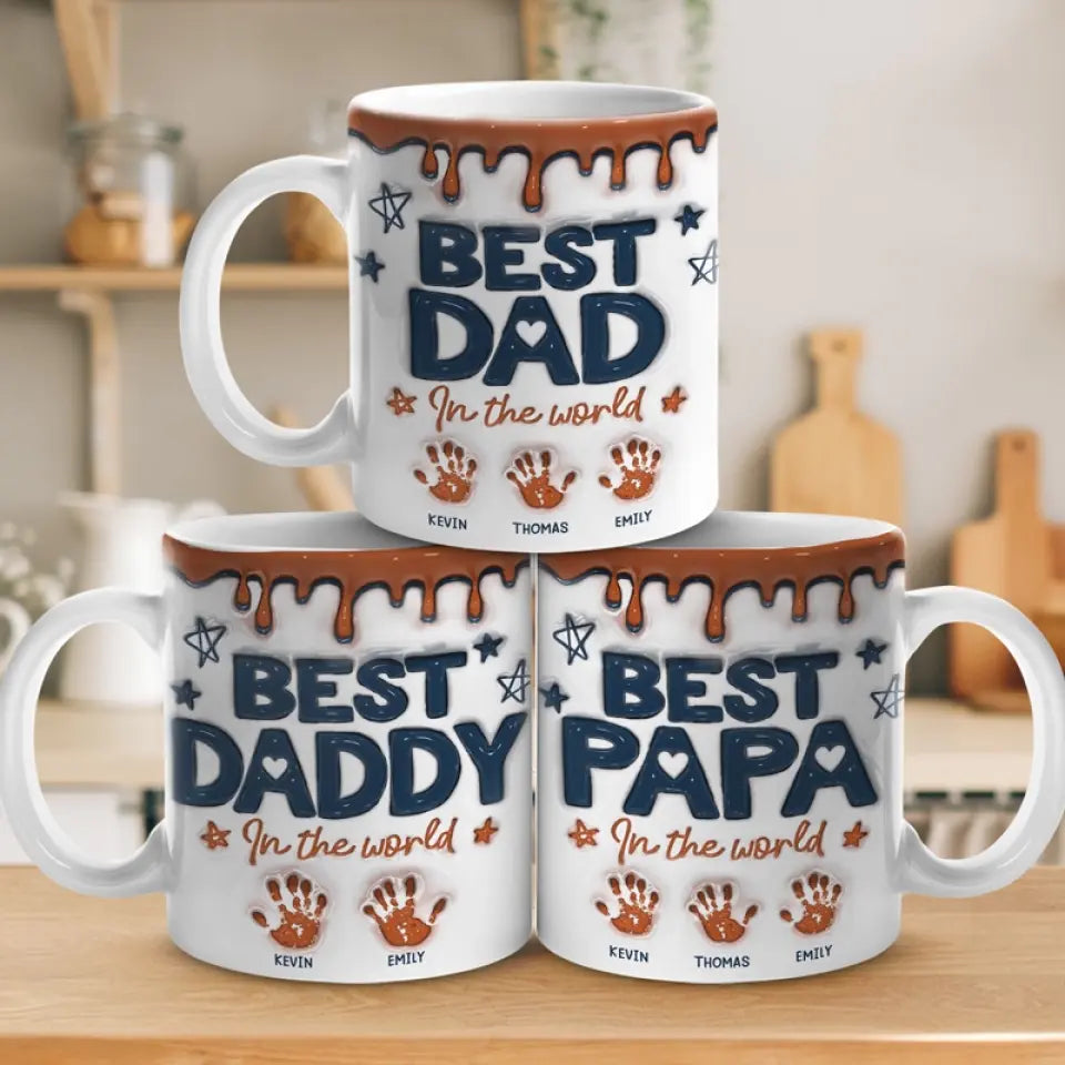 Meilleur grand-père du monde - Mug personnalisé avec effet gonflé en 3D - Cadeau pour la fête des pères, papa et grand-père