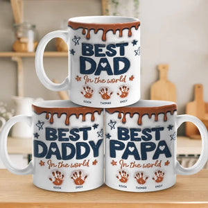 Meilleur grand-père du monde - Mug personnalisé avec effet gonflé en 3D - Cadeau pour la fête des pères, papa et grand-père