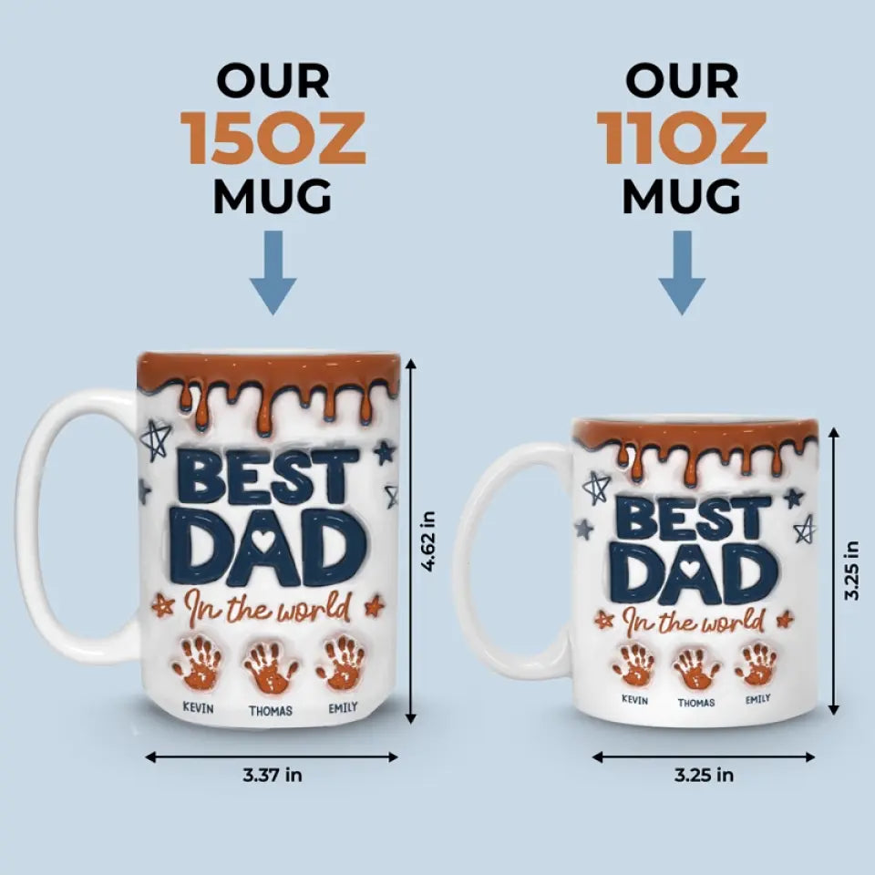 Meilleur grand-père du monde - Mug personnalisé avec effet gonflé en 3D - Cadeau pour la fête des pères, papa et grand-père