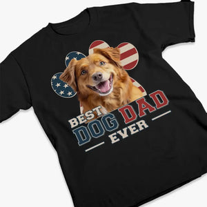 T-shirt, sweat à capuche et sweat-shirt unisexe personnalisé avec photo « Heureux d'être avec le meilleur papa » pour chien et chat - Fête des pères, cadeau pour les propriétaires d'animaux et les amoureux des animaux