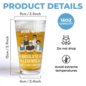 J'ai travaillé avec Absolute Legends - Verre à bière personnalisé - Cadeau de remerciement et de départ à la retraite pour collègues, amis de travail, collègues