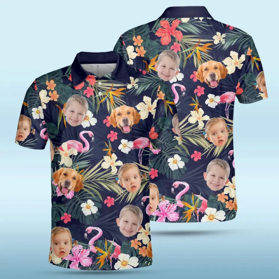 Photo personnalisée Papa, tu as toujours été le plus cool - Polo personnalisé avec imprimé intégral pour la famille - Fête des pères, cadeau pour papa, propriétaires d'animaux, amoureux des animaux