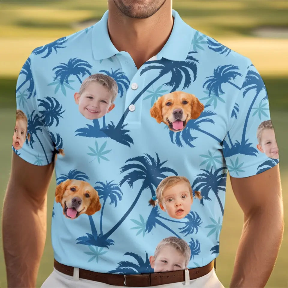 Photo personnalisée Papa, merci d'être mon héros - Polo personnalisé pour la famille - Cadeau pour la fête des pères, pour les propriétaires d'animaux et les amoureux des animaux
