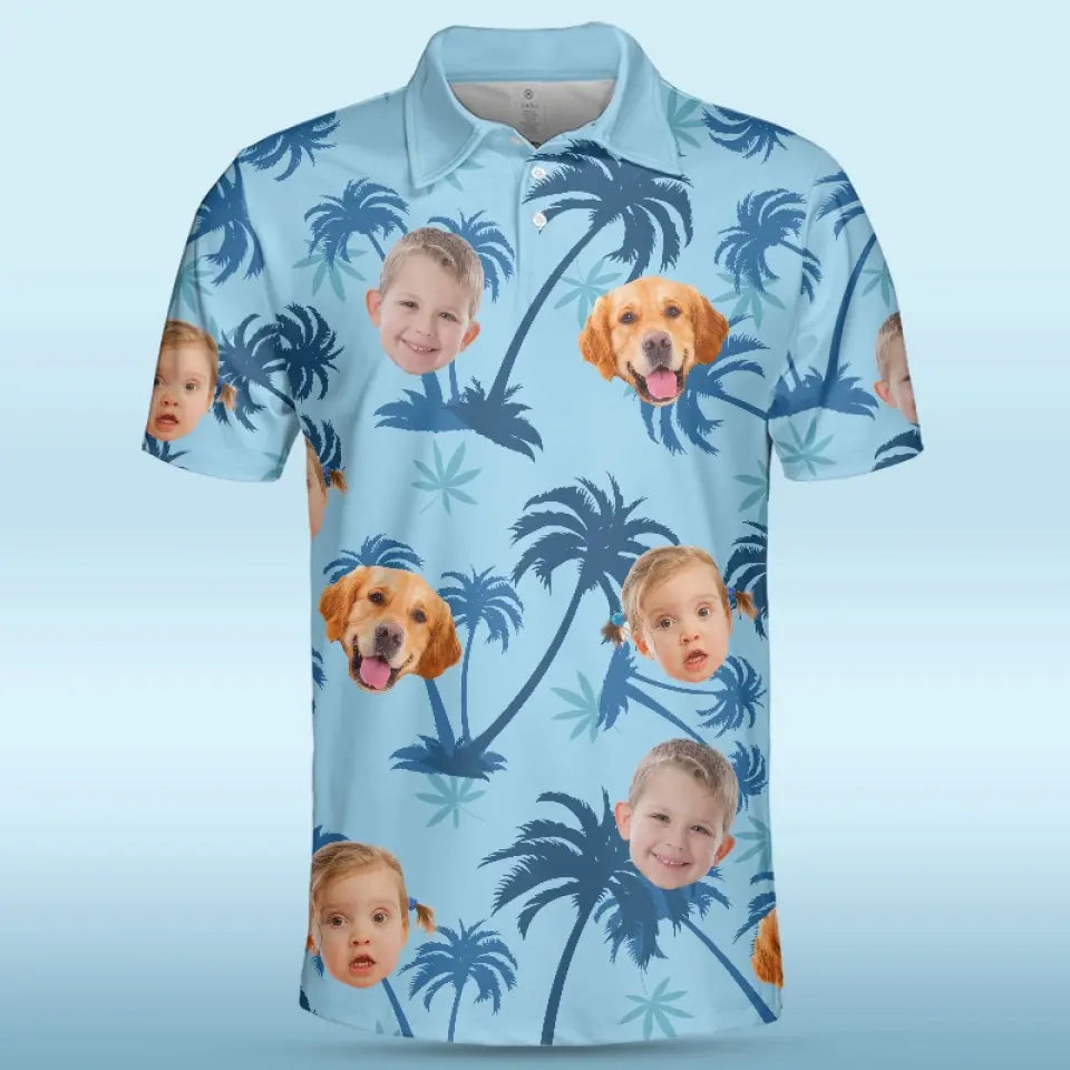 Photo personnalisée Papa, merci d'être mon héros - Polo personnalisé pour la famille - Cadeau pour la fête des pères, pour les propriétaires d'animaux et les amoureux des animaux