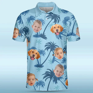 Photo personnalisée Papa, merci d'être mon héros - Polo personnalisé pour la famille - Cadeau pour la fête des pères, pour les propriétaires d'animaux et les amoureux des animaux