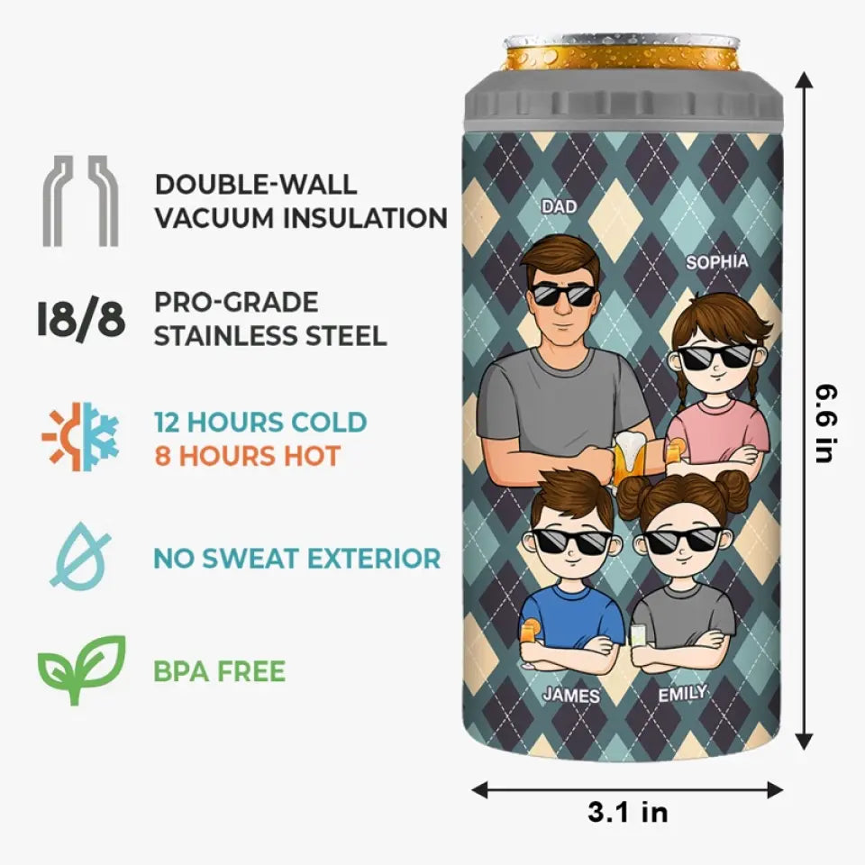 À papa de la part de la raison pour laquelle vous buvez - Gobelet isotherme 4 en 1 personnalisé pour la famille - Fête des pères, cadeau pour papa, grand-père