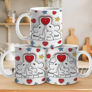 La famille est au cœur d'un foyer - Mug personnalisé avec effet gonflé 3D - Cadeau pour les membres de la famille