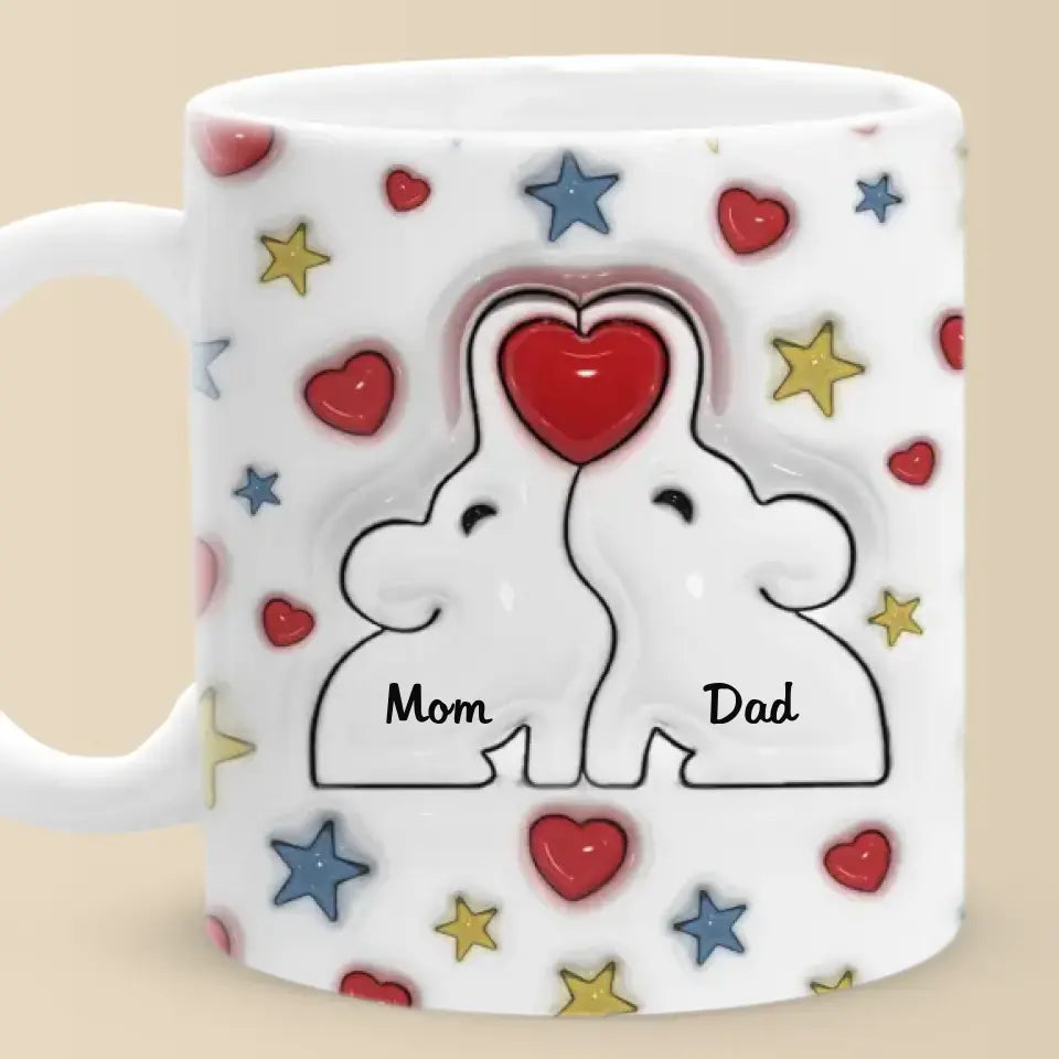 La famille est au cœur d'un foyer - Mug personnalisé avec effet gonflé 3D - Cadeau pour les membres de la famille
