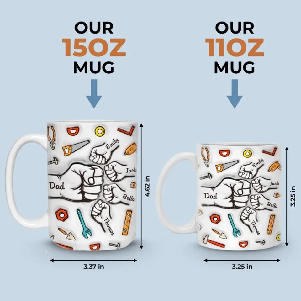 À papa de la part de la raison pour laquelle vous buvez - Mug personnalisé en 3D avec effet gonflé - Cadeau pour la fête des pères, papa, grand-père