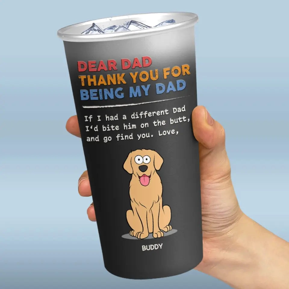 Merci d'être mon père, je t'aime - Tasse personnalisée en aluminium changeant de couleur pour chien - Fête des pères, cadeau pour les propriétaires d'animaux, les amoureux des animaux