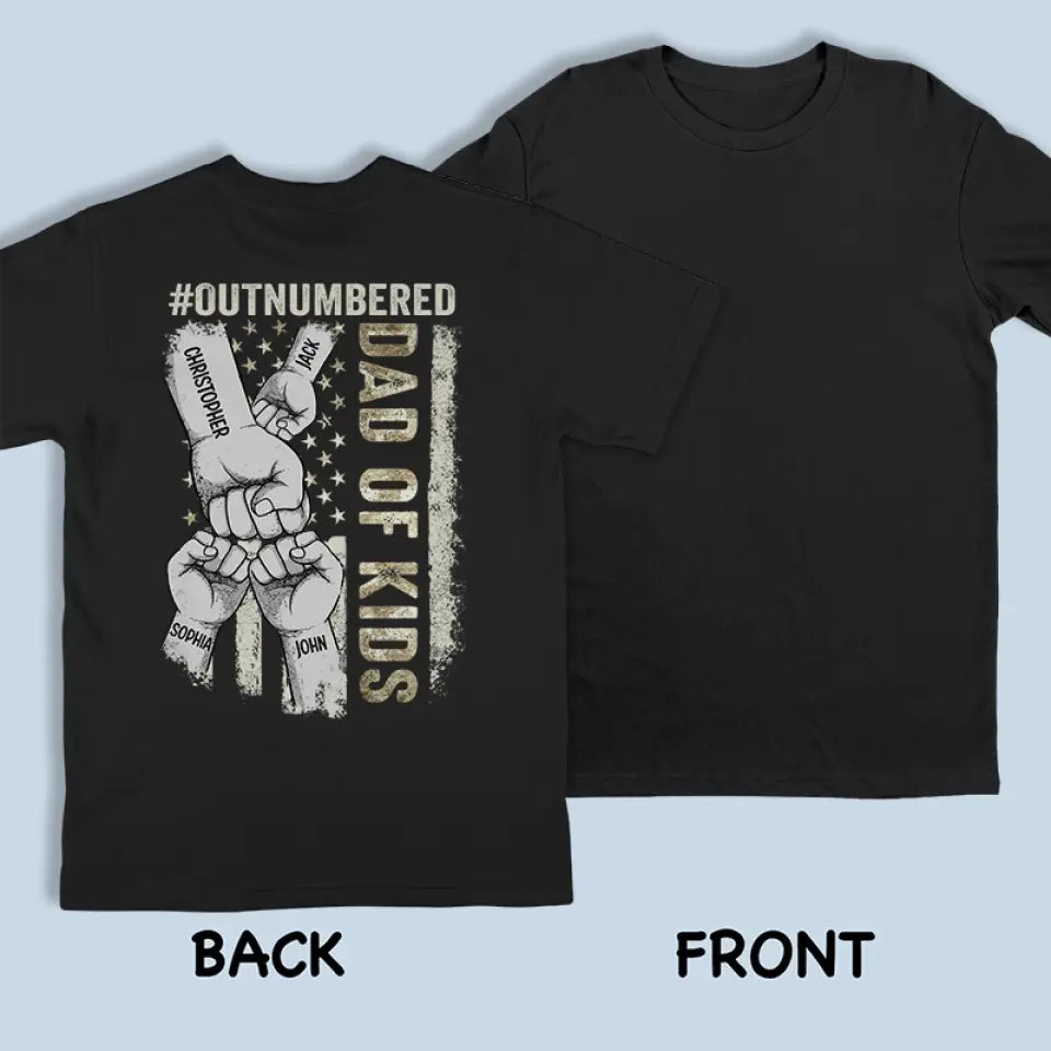 Papa d'enfants - T-shirt unisexe personnalisé imprimé au dos pour la famille, sweat à capuche, sweat-shirt - Fête des pères, cadeau pour papa