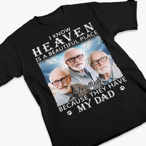 Photo personnalisée Notre père restera à jamais dans nos cœurs - T-shirt unisexe personnalisé, sweat à capuche, sweat-shirt - Cadeau de condoléances pour les membres de la famille