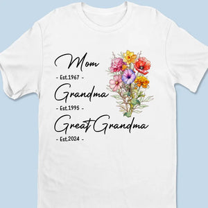 Grand-mère Ours Fleurs - T-shirt unisexe personnalisé, sweat à capuche, sweat-shirt - Fête des Mères, cadeau pour maman, grand-mère