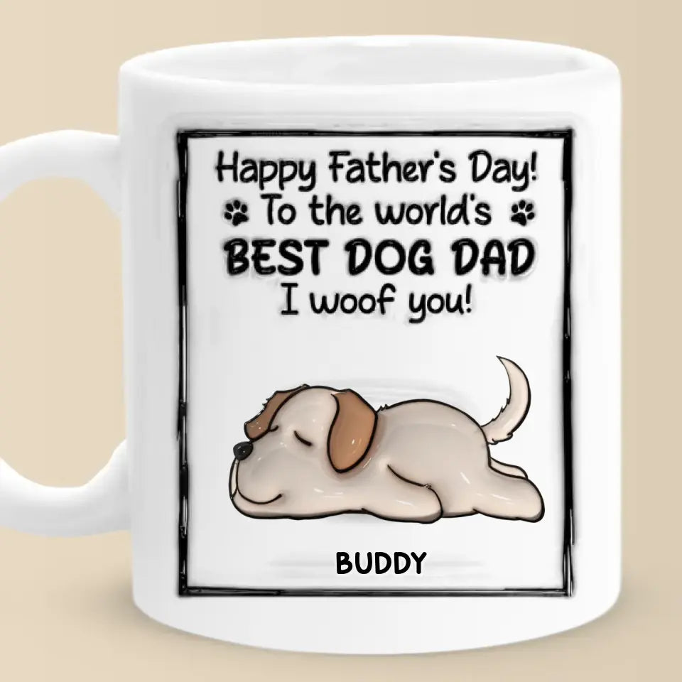Au meilleur papa chien du monde, je t'aime ! Mug personnalisé avec effet gonflable en 3D, imprimé chien ! Cadeau pour la fête des pères, pour les propriétaires d'animaux et les amoureux des animaux.