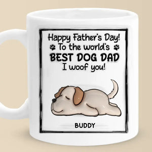 Au meilleur papa chien du monde, je t'aime ! Mug personnalisé avec effet gonflable en 3D, imprimé chien ! Cadeau pour la fête des pères, pour les propriétaires d'animaux et les amoureux des animaux.