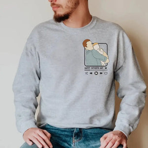 Photo personnalisée Bonne fête des pères - Sweat-shirt brodé personnalisé en famille - Fête des pères, cadeau pour papa