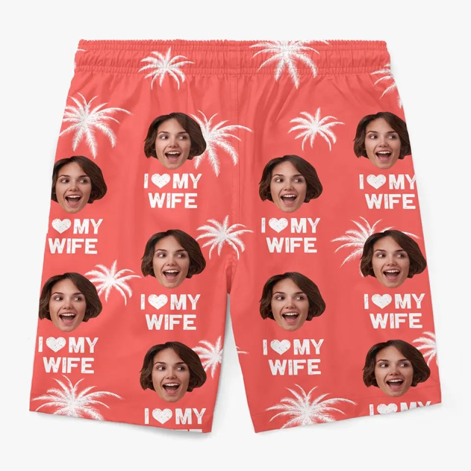 Photo personnalisée La vie est une plage, profitez des vagues - Short de plage hawaïen personnalisé amusant pour homme - Cadeau de vacances d'été, cadeau de fête d'anniversaire pour mari