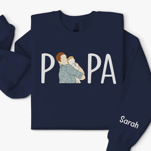 Photo personnalisée grâce à lui, j'ai pu voir un avenir - Sweat-shirt personnalisé entièrement brodé pour la famille - Fête des pères, cadeau pour papa