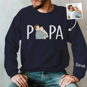 Photo personnalisée grâce à lui, j'ai pu voir un avenir - Sweat-shirt personnalisé entièrement brodé pour la famille - Fête des pères, cadeau pour papa