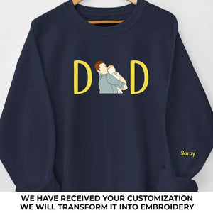 Photo personnalisée grâce à lui, j'ai pu voir un avenir - Sweat-shirt personnalisé entièrement brodé pour la famille - Fête des pères, cadeau pour papa