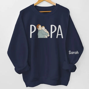 Photo personnalisée grâce à lui, j'ai pu voir un avenir - Sweat-shirt personnalisé entièrement brodé pour la famille - Fête des pères, cadeau pour papa