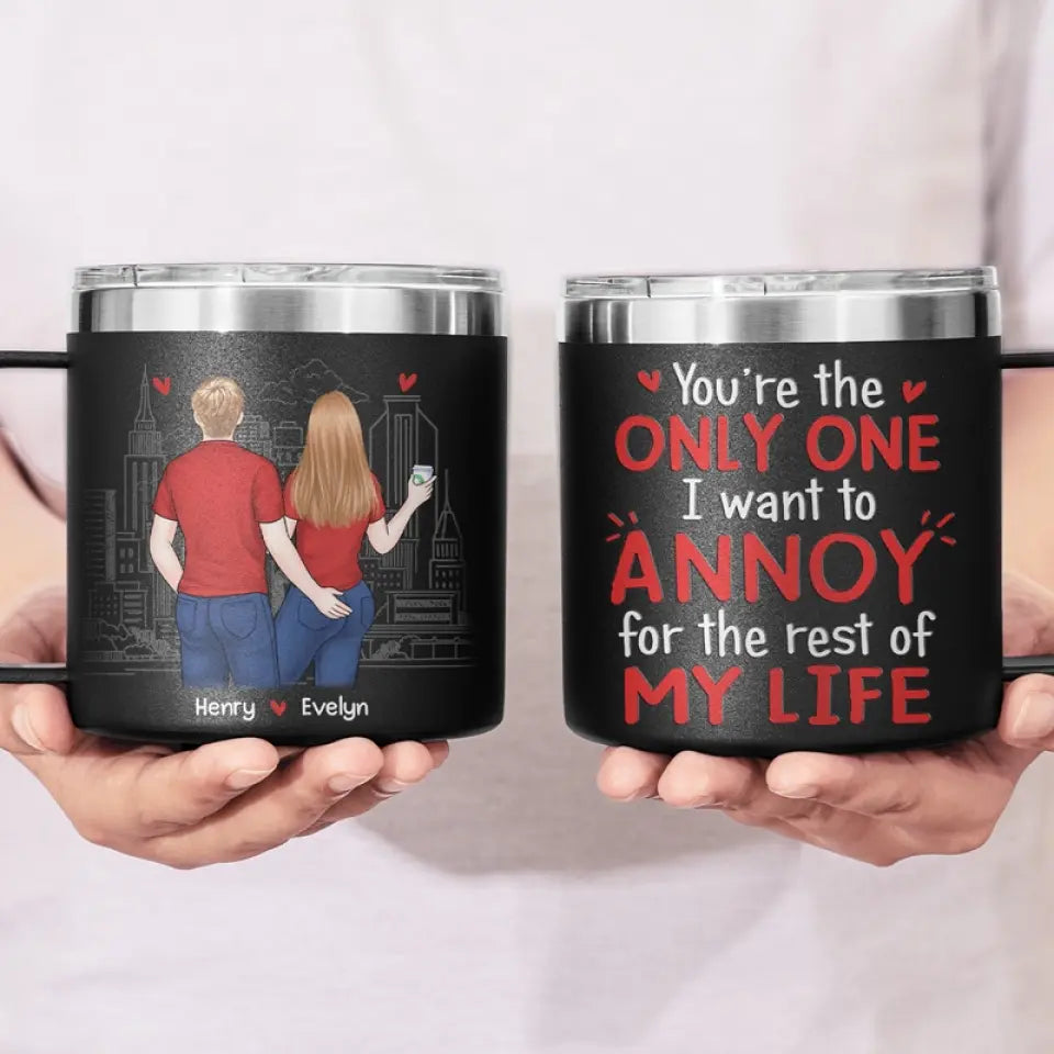 Tu es toujours plus chaud que ce café - Gobelet personnalisé en acier inoxydable de 14 oz avec poignée - Cadeau pour mari et femme, anniversaire