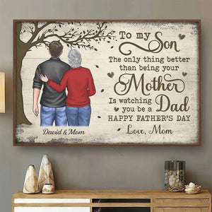 À mon fils, bonne fête des pères - Affiche horizontale personnalisée pour la famille - Cadeau de fête des pères pour fils