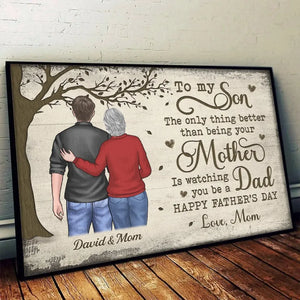 À mon fils, bonne fête des pères - Affiche horizontale personnalisée pour la famille - Cadeau de fête des pères pour fils