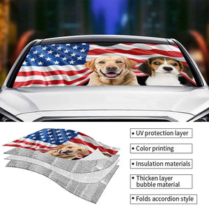 Photo personnalisée « La route du cœur est pavée d'empreintes de pattes » - Pare-soleil de pare-brise de voiture personnalisé pour chien et chat, protection de fenêtre de voiture - Cadeau pour propriétaires d'animaux et amoureux des animaux