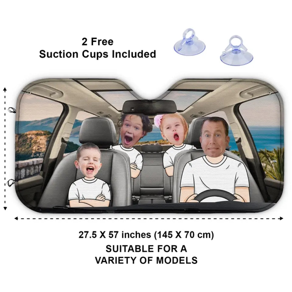 Photo personnalisée de conduite ensemble, liens éternels - Pare-soleil de pare-brise de voiture personnalisé, protection de fenêtre de voiture - Cadeau pour les membres de la famille