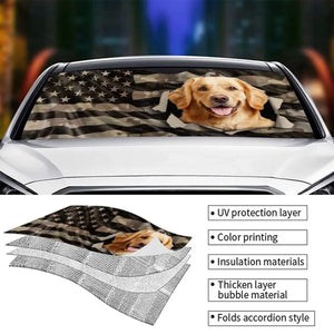 Photo personnalisée : laissez l'aventure vous envahir - Pare-soleil personnalisé pour pare-brise de voiture, protection de fenêtre de voiture - Cadeau pour propriétaires et amoureux des animaux