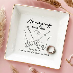 Aimer, rire et vivre heureux pour toujours - Plat à bijoux personnalisé pour couple - Cadeau pour mari et femme, anniversaire