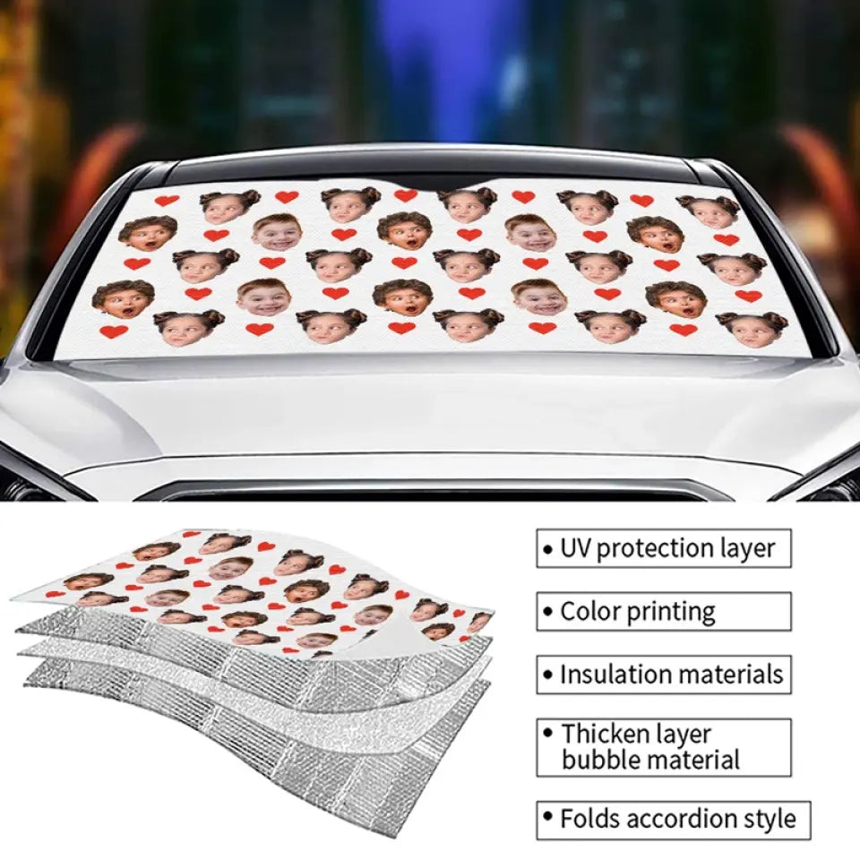Aventures familiales personnalisées : créez les meilleurs souvenirs ! Pare-soleil personnalisé pour pare-brise de voiture, protection pour vitres de voiture ! Cadeau pour les membres de la famille.