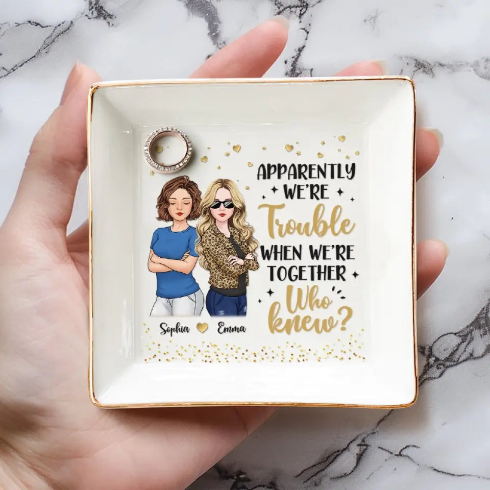 Pour l'amitié, chaque fardeau est léger - Plat à bijoux personnalisé Bestie - Cadeau pour meilleures amies, meilleures amies, sœurs