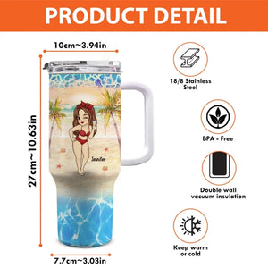 L'été et la vie est facile - Gobelet personnalisé en acier inoxydable de 113 ml avec poignée - Cadeau de vacances d'été pour les meilleures amies, les meilleures amies et les sœurs